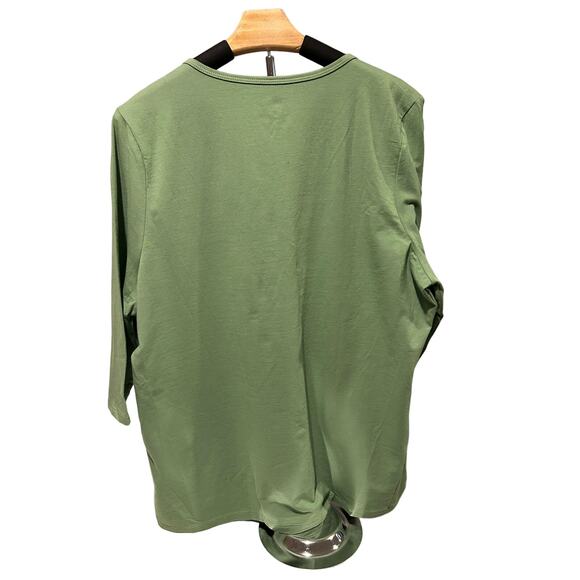 Soft Sensations Women's 3/4 Sleeve Knit Top Green 2SL Plus Scoop Neck - Picture 3 of 6